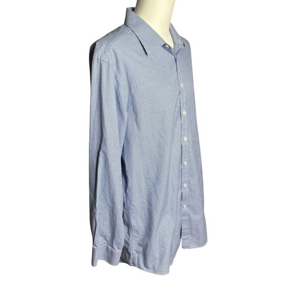 Charles Tyrwhitt Slim Fit Button Up Shirt 17.5 35 Blue Puppytooth Long Sleeves - Picture 5 of 7